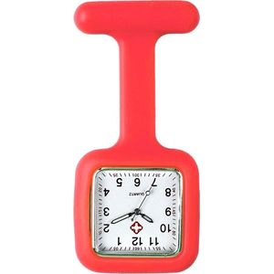 Fako® - Verpleegstershorloge - Zusterhorloge - Verpleegster Horloge - Siliconen Vierkant - Rood