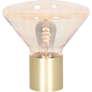Moderne glazen tafellamp goud Ambiance | 1 lichts | amber / goud | glas / metaal | 25 cm hoog | Ø 26 cm | bureaulamp | modern / sfeervol / romantisch design