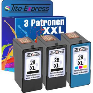 PlatinumSerie® set inkt cartridges alternatief voor Lexmark XL 28 & 29 XL 3 x black