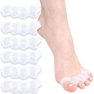 Sander Shop Teenspreider siliconen voor alle tenen, 6 x, tenenspreider, hallux valgus, correctie, gel teenslippers voor bunion-correctie, correctie voor alle tenen, correctie voor hamertenen-wit