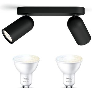 Philips myLiving Pongee Opbouwspot Zwart - 2 Lichtpunten - Spotjes Opbouw Incl. WiZ GU10 - Warmwit tot Koelwit Licht - Bluetooth