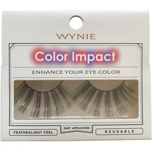 Wynie - Nep Wimpers - Valse Wimpers - Fake Lashes - Groen Zwart Roze Zilver - 2,5 cm. lang - Zonder lijm - 1 Paar - UA153419