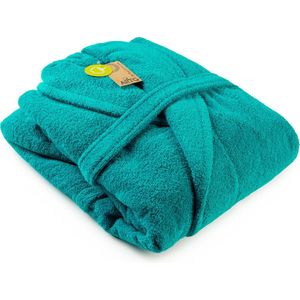 ARTG® Robezz - Badjas Sjaalkraag - 100% Badstof Katoen - Petrol Blauw - Deep Blue - Maat S/M