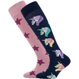 Ewers - Kniekousen - Roze en Donkerblauw - DUOPACK - Kindermaat
