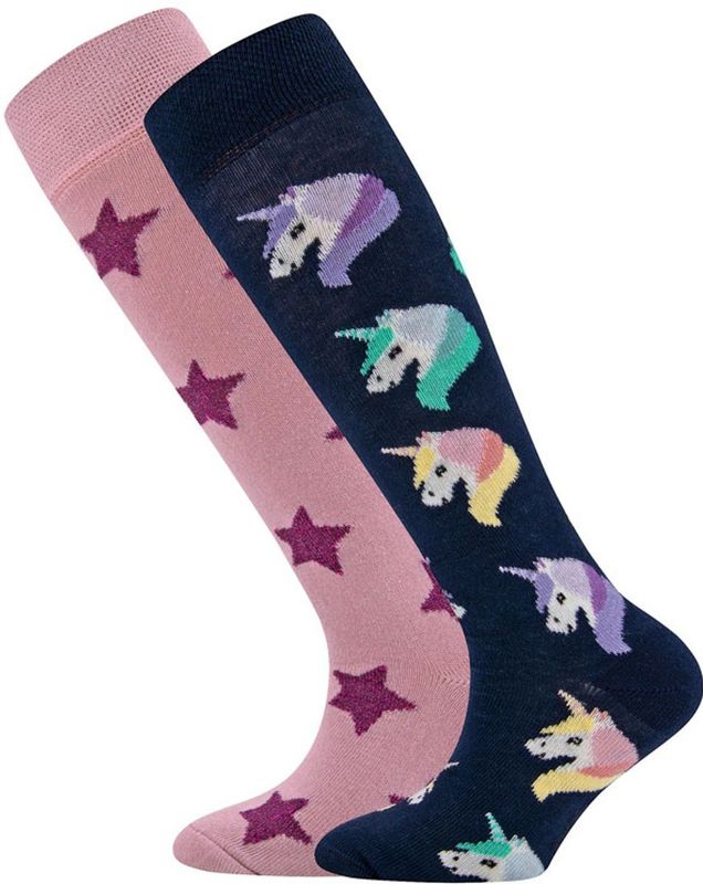 Ewers - Kniekousen - Roze en Donkerblauw - DUOPACK - Kindermaat