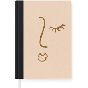 Notitieboek - Schrijfboek - Pastel - Gezicht - Roze - Notitieboekje klein - A5 formaat - Schrijfblok
