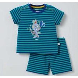 Woody pyjama baby - blauw-groen gestreept - octopus - 211-3-PZA-Z/974 - maat 56