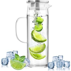 Titel: Glazen karaf met deksel 15 l - Waterkaraf met deksel