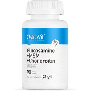 Supplementen - Glucosamine + MSM + Chondroitin 90 Tablets OstroVit - + BeBulk Nutrition Pillendoos