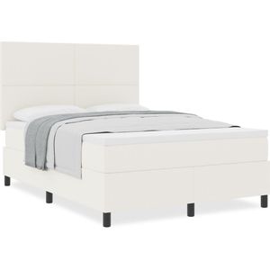vidaXL - Boxspringbed - met - Matras - Crème - 160x200 - cm - Corduroy - Stof