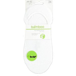 6-Pack Bamboe No-Show Footies Met Badstof 121476000 Apollo - Unisex - Wit - 39-42