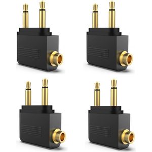 Vliegtuig Adapter 4 Stuks Zwart - Universele Oordopjes Connector Vliegtuig adapter