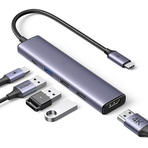 USB C Hub met PD 100W Oplaadpoort, 4K HDMI & USB A 3.0 - Aluminium - Compatibel met iPhone 15, MacBook, iPad Pro, Surface, Galaxy S23 en meer