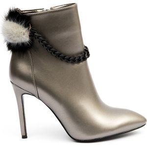 Zerba - Lazara - Enkellaarsjes - Metallic Grijs - Leer