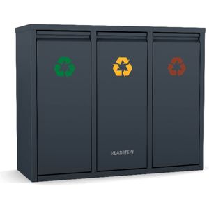 Klarstein Afvalscheider - 3 Afvalemmers - 45 Liters - Antraciet