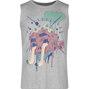 R.E.D. Rock-Engineered Design Grijze tanktop met grote komische doodshoofdprint - Heren - M