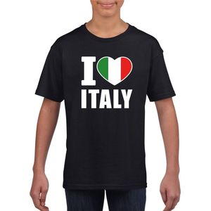 Zwart I love Italy supporter shirt kinderen - Italie shirt jongens en meisjes 158/164