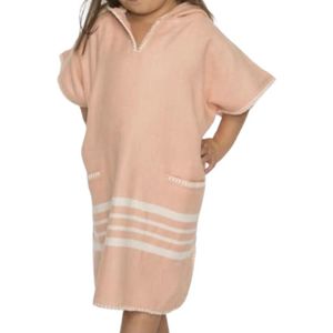 Kinder Strandponcho Hamam Melon - 10-11 jaar - - jongens/meisjes/unisex pasvorm - poncho handdoek voor kinderen met capuchon - zwemponcho - badcape - badponcho