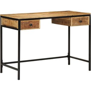 vidaXL Bureau - Massief Mango Hout - 105x50x75 cm - Zwart Metaal