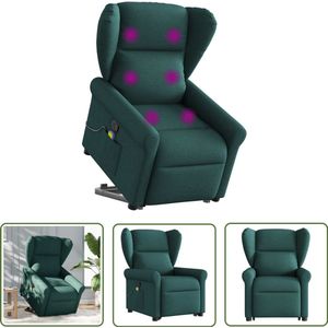 vidaXL Massagestoel - Stapstoel - Sta-op-massagestoel verstelbaar stof donkergroen - Elektrisch Bedienbare Stoel - Ergonomische Stoel - Comfortstoeltje
