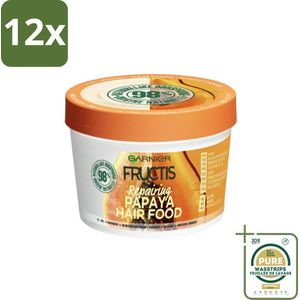 Garnier - Fructis Hair Food Papaya - 3-in-1 Haarmasker - Beschadigd Haar - 400 ml - Voordeelverpakking - 12 stuks - Beschadigd haar - Haar herstel