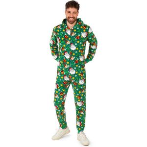 Suitmeister Santa Elves Green - Kerst Onesie - Xmas Jumpsuit - Thema Huispak - Groen - Maat: L