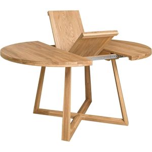 Uittrekbare Ronde Eettafel van Massief Eikenhout - Modern Scandinavisch Design voor 4-8 Personen