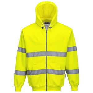 Hi-Vis Zipsweater met Capuchon en Rits - Geel - M