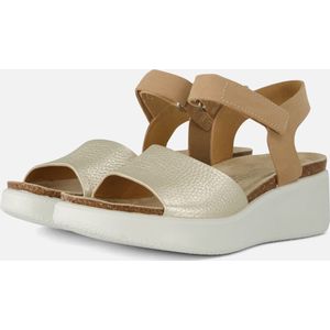 Ecco Flowt Wedge Cork Sandalen beige Nubuck - Dames - Maat 39