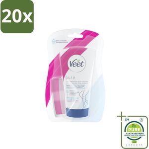 20 x Veet - Ontharingscrème - Gevoelige Huid In Douche - Gemakkelijk Gebruik - 150 ml - Grootverpakking - Ontharingscrème - Ontharen - Gevoelige Huid - Ontharingscrème Douche - Silk & Fresh