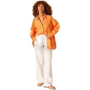 Trendyol Marineblauw Oversized Overhemd Van 100% Linnen Twoss23Go00443