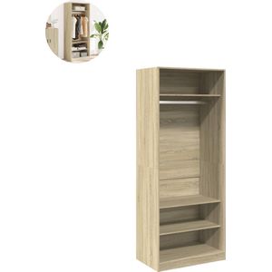 Kledingkast - Slaapkamer - Kledingkasten - Ladekasten - Commode - Organizer - 80x50x200 cm - Bewerkt - Hout - Sonoma Eikenkleurig