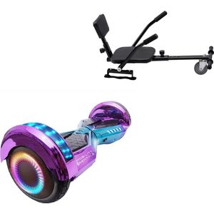 E-Mobility Rentals Hoverboard Met Hoverkart Comfort Zwart - Lambo Infinity Basic - Verlengde Afstand - 6.5'' Wielen - Oxboard - 15kmh - Bluetooth Speakers - LED Verlichting - UL2272 Gecertificeerd - Anti lek banden - Cadeau voor Kinderen, Tieners en