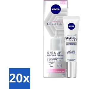 NIVEA - Oogcrème - CELLular Expert Filler Anti-Veroudering - Voor ouder wordende huid - Met Hyaluronzuur & Puur Foliumzuur - 15 ml - Bulkverpakking - 20 stuks