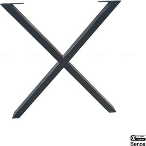 X tafelpoot eettafel metaal 8x4 cm Set - Zwart
