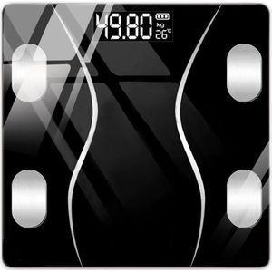 CHIWIN Smart Personenweegschaal met App – 72 Metingen – Bluetooth Lichaamsanalyse – BMI, Vetpercentage, Spiermassa, Gewicht – LCD Display – USB Oplaadbaar