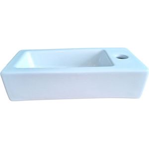 WOON-DISCOUNTER.NL - Ares 37 rechts - Glans wit - Toiletfontein - - Keramiek - Rechthoek - 251063