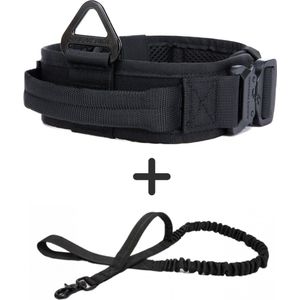 Always Prepared © Pro K9 Halsband + Riem - Hals 35-75 CM - Hondenhalsband - voor middel en grote honden - One Size Zwart