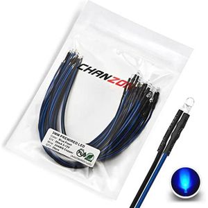 20 Stuks 3mm Blauw Knipperende LED Diodes met Weerstand en Draad voor DIY Projecten