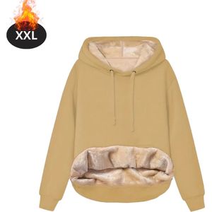 Livano Hoodie Dames - Sweaters - Sweater - Warme Trui - Met Capuchon - Khaki - XXL