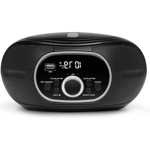 Draagbare boombox CD/MP3-speler FM AUX batterijvoeding zwart - E65711