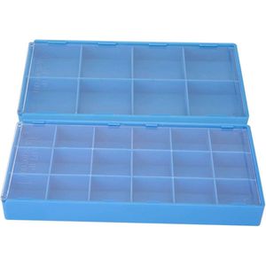 Opbergdoos voor kunststof horlogeonderdelen met stofdicht deksel, 8 roosters en 18 roosters Blue Watch Parts Organizer voor het opbergen van kleine onderdelen voor horloges (8 roosters)