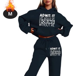 Nivard Joggingpak - Huispak - Volwassenen - Trainingspak - Comfortabel - Joggingsbroek - Tracksuit - Dames - Winter - Marineblauw - M