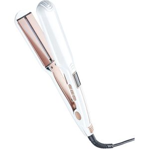 Stijltang, stijltang, multifunctionele krultang, stijltang met clip, professionele keramische stijltang, vermindert pluis, glanzend en glad, hittestylingtool wit