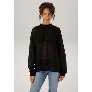 Aniston - Blouse - Zwart - Gestippeld Transparant