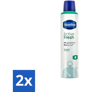 2 x Vaseline - Active Fresh - Deospray - Fris & Verkoelend - 250 ml - Deodorant - Anti-transpirant - Fris - Verkoelend - Langdurige Bescherming