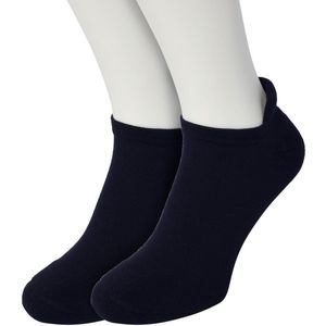 Bonnie Doon Unisex Sneaker Sokken Deluxe Dames Donkerblauw maat 36/42 - Dames en Heren - 2 paar - Badstof Binnenzool - Gladde teennaad - Zeer Comfortabel en Zacht - Zacht Hiel Kussen tegen Vuil - Sport - Sneakersokken - Navy- Dark Blue - OL631050.8