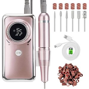 Elektrische Nagelvijl - Manicure- En Pedicureset - 6 Nagelbitjes - 56 Schuurrolletjes - Draagbaar - Oplaadbaar