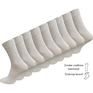 9 paar diabetes sokken - Drukvrije boord - Beige/Grijs Melange - Maat 43-46