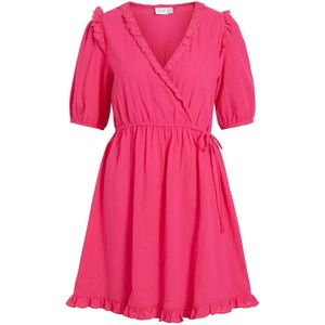 Vila Jurk Vilipa V-neck 2/4 Short Wrap Dress 14085231 Pink Yarrow Dames Maat - 36